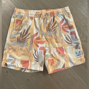 Howler Brothers Men's Yellow Orange Beige Patterned Swim Trunks